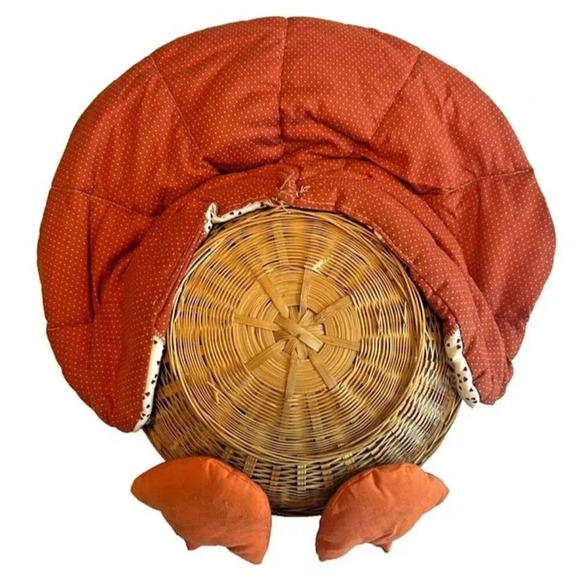 Vintage Thanksgiving Handmade Wicker Turkey Bowl Cottage Core Country Chic - Picture 4 of 4